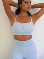 Hosen-Set Blauer Blumendruck Innen-Polyester-Knöpfe Lässige zweiteilige Sets