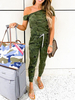 Hunter Green Camouflage Bateau Neck Kurzarm Skinny Summer One Piece Outfit