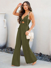 Hunter Green Jumpsuit Ärmelloser rückenfreier Sommer-Spielanzug mit V-Ausschnitt und V-Ausschnitt
