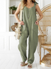 Hunter Green Overall Jumpsuit Damen Träger Hals Ärmellose Baumwollmischung Breitbein Sommer Spielanzug