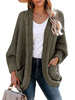 Hunter Green Sweater Cardigans Damen Langarm Twisted Rope Sweater mit Tasche