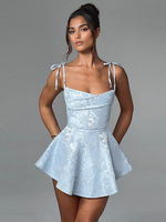 Jacquard-Minikleid mit Blumenmuster A-Linie sexy Unterkleid für Geburtstagspartys für Frauen 2025