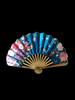 Japanische blau Floral Print Bambus Fan