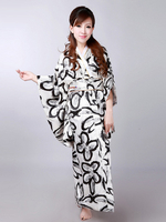 Japanische Kimono Kleid grau Flower Print Yukata Halloweenkostüm