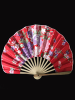 Japanischer roter Bambus-Fan mit Blumendruck