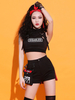 Jazz Dance Kostüme Black Slogan Dancing Wear Outfit