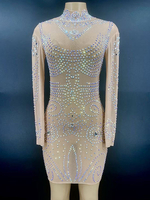 Jazz Dance Kostüme für Frauen Lycra Spandex Kleid Fleischfarben Tanzkleidung