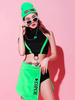 Jazz Tanzkostüme Frauen Rockhose Top Neon Green Dancing Wear