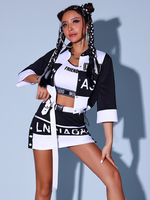 Jazztanz-Kostüme für Damen Polyester Minirock Schärpe Oberteil Mantel Tanzbekleidung