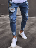 Jeans Denim 2020 in Blau Tights-Hose im casualen Stil mit Printmuster