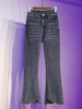 Jeans für Damen Charming Zipper Fly Blue Cropped Baumwolle Polyester Gerade Ausgestellte Demin Hose