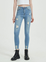 Jeans für Damen Cool Blue Tapered Fit Button Fly Zipper Fly Tapered Fit Denim Hosen