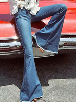 Jeans für Damen Mode Schlaghosen Reißverschluss Fly Button Fly Blue Denim Pants