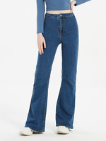 Jeans für Damen Reißverschluss-Fly Raised Waist Flared Denim-Hose