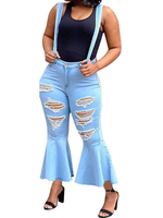 Jeans für Frau Cowboy Denim natürliche lässige Taille zerrissene Jeans Bell Bottomed Pants