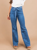 Jeans für Frau Raised Waist Cotton Blue bestickte Skinny Long Jeans