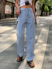 Jeans für Frauen Sexy Hellhimmelblau Gerade Polyester Zipper Fly Hohe Taille Jeans