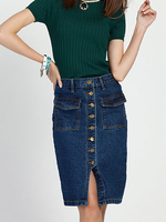 Jeans Rock Marine Split Taschen Rock für Frauen