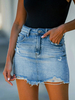 Jeansrock für Damen Hellhimmelblau Knöpfe Hohe Taille Kurzer Rock