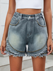 Jeansshorts mit rohem Saum und Nietendetail lässige Shorts für Damen 2025