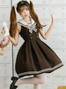 JK Lolita Kleid Schleife Knopf Streifen Ärmellose Lolita Pullover Röcke