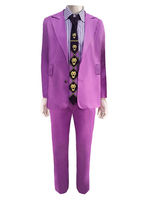 JoJos bizarres Abenteuer Yoshikage Kira Cosplay Kostüm Lila Anzüge Polyester 3-teiliges Set