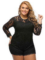 Jumpsuit Damen Overall Langarm und Rundkragen Schwarz Party Abendmode
