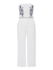 Jumpsuit Damen Overall ärmellos trägerlos und Stickereien Weiß Straight Leg Party Abendmode