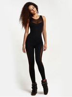 Jumpsuit Damen Overall ärmellos und Rundkragen Cutouts Schwarz Stifthose Party Abendmode