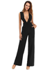 Jumpsuit Damen Overall ärmellos und spitzem Dekolleté und Reißverschluss Rot Straight Leg Party Abendmode
