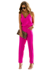 Jumpsuit Damen Overall ärmellos und Trägern und Taschen Rosarot Straight Leg Party Abendmode