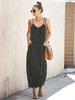 Jumpsuit Damen Overall ärmellos und Trägern und Taschen und Polka-Tupfen Schwarz Schlaghose Party Abendmode