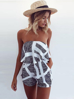 Jumpsuit Damen Overall trägerlos Es gibt keinen Schmuck. und Streifen Weiß locker Party Abendmode