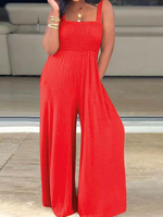 Jumpsuit mit weitem Bein Ärmellose Taschen Summer One Piece Outfit