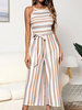 Jumpsuit-Streifen mit weitem Bein Ärmelloses Sommer-One-Piece-Outfit