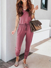 Jumpsuit U-Ausschnitt Ärmellose Baumwollmischung Sommer One Piece Outfit