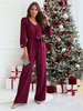 Jumpsuits mit Gürtel für Damen mit V-Ausschnitt und Puffärmeln elegantes Frühlingsoutfit 2025