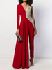 Jumspuit Kleid V-Ausschnitt Langarm Einteiler Outfit