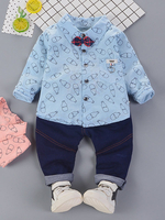 Jungen Outfit hellblaue Jeans und Hemden 2 Stück Kinder Formelle Kleidung