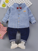 Jungen Outfit Plaid Blue Shirts und Jeans 2 Stück Set für Kinder