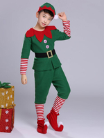 Jungen Weihnachtskostüm Set Grüne Beine Wärmer Jumpsuit Fußkettchen Set Polyester Streifen Weihnachtskostüme