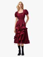 Kaffeebraunes Retro-Kostüme Plissee-Kostümkleid Damen Elegantes Tunika-Kostüm