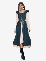 Kaffeebraunes Retro-Kostüme Plissee-Kostümkleid Damen Elegantes Tunika-Kostüm