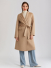 Kamelfarbener Mantel aus Woll-Kaschmir-Mischung mit Revers Gürtel doppelseitig Winteroberbekleidung für Damen 2025