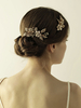 Kamm Hochzeit Kopfschmuck Gold Blume Blatt Perlen Braut Haar Zubehör