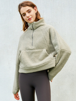 Kapuzenpullover für Damen tiefgrau lange Ärmel Reißverschluss Polyester Kapuzenpullover