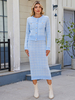 Kariertes Cardigan- und Bleistift-Midirock-Strick-Co-ord-Set für Damen 2025
