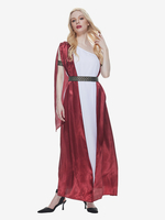 Karneval Halloween Kostüme Rotes Vintage Kleid Farbblock Erwachsene Feiertagskostüme