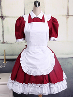 Karneval Hübsches Lolita Outfit aus Baumwolle in Rot und Weiß
