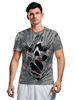 Karneval Kostüm Grau Scary Skull Print T-Shirt Cosplay Feiertage Kostüme